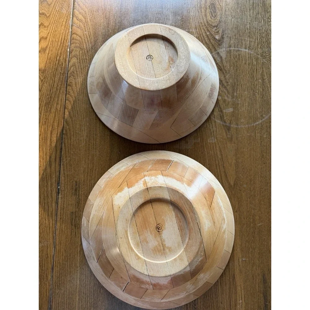 Vintage Wooden Bowls Set of 2 MCM Japan